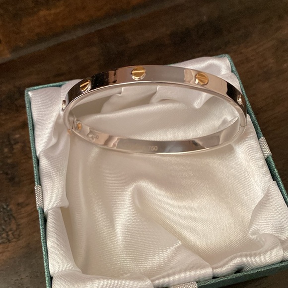 18K White gold and Yellow gold bangle bracelet - Picture 4 of 10